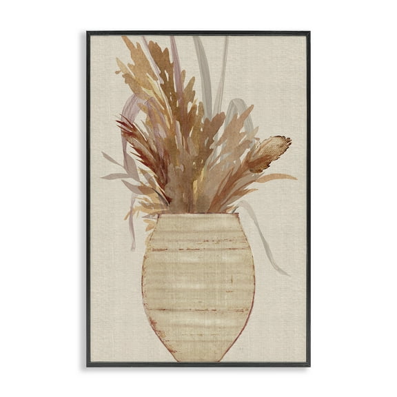 Stupell Industries Rustic Wheat & Pottery Botanical & Floral Painting Black Framed Art Print Wall Art, 12 x 18