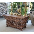 thumbnail image 4 of DharmaObjects Solid Indian Elm Wood Hand Carved Floor Shrine Altar Meditation Table (Large, Dark), 4 of 5