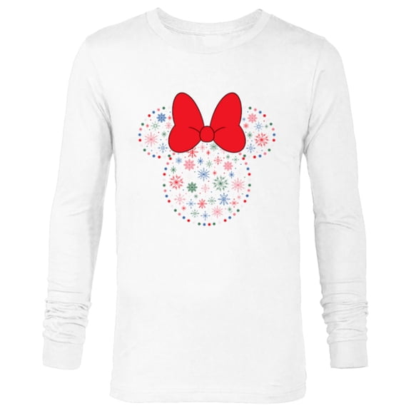 Disney Minnie Mouse Icon Christmas Holiday Lights Snowflakes - Long Sleeve T-Shirt for Men - Customized-White