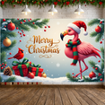 thumbnail image 3 of Festive Flamingo Merry Christmas Banner Decorative Design Indoor Decoration for Holiday Party Celebration Event, 3 of 9