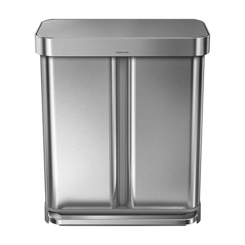simplehuman 58L Rectangular Kitchen Step Can, Dual Recycler