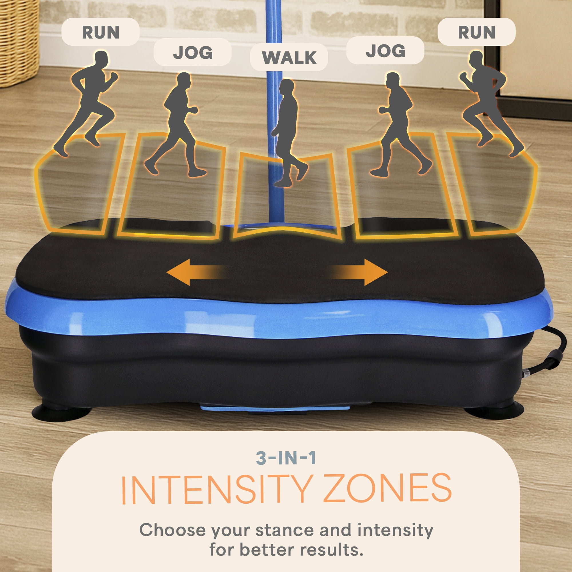 Lifepro TrimLite Vibration Plate Exercise Machine with Handlebars – Whole Body Vibrating Plate for Weight Loss, Lymphatic Drainage & Home Fitness – 99 Speed Levels, Resistance Bands, Bluetooth - Blue
