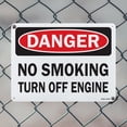 thumbnail image 4 of No Smoking Turn Off Engine OSHA Danger Aluminum Sign 18 Inch x 12 Inch - 10 Pack, 4 of 8