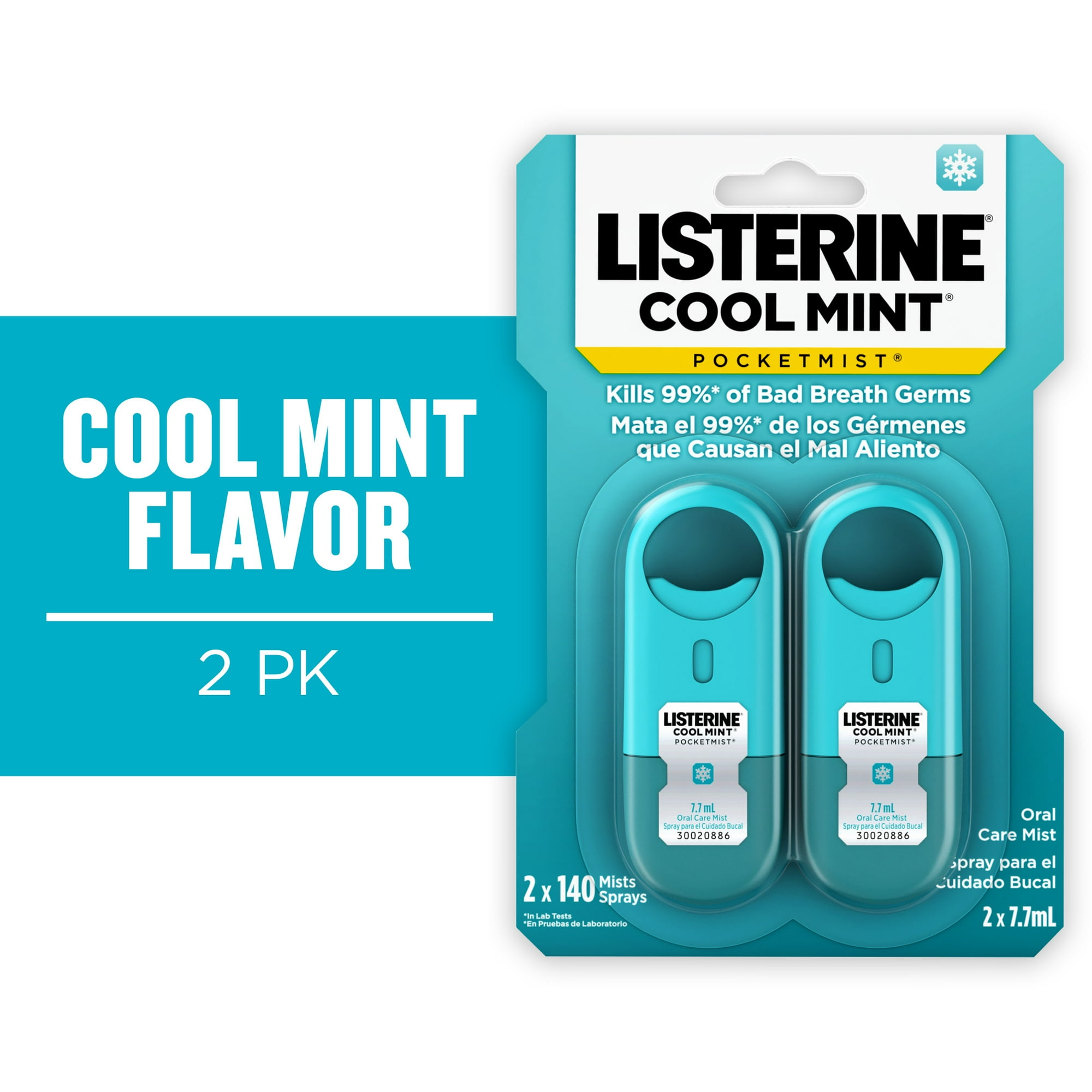 Listerine Cool Mint Pocketmist Oral Care Mist for Fresh Breath 2 x 7.7mL