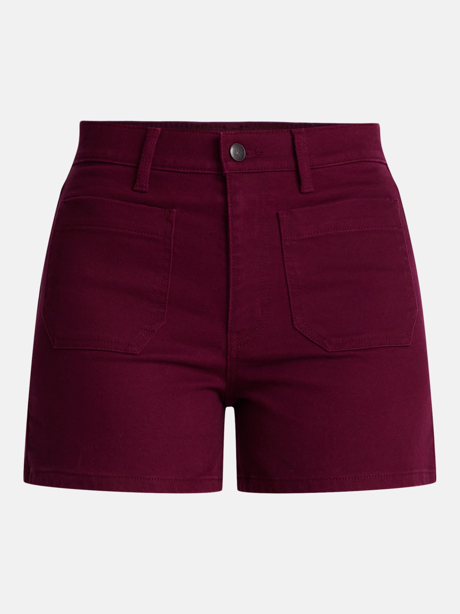 Time and Tru Women's High Rise Patch Pocket Denim Shorts, 4" Inseam, Sizes 0-20