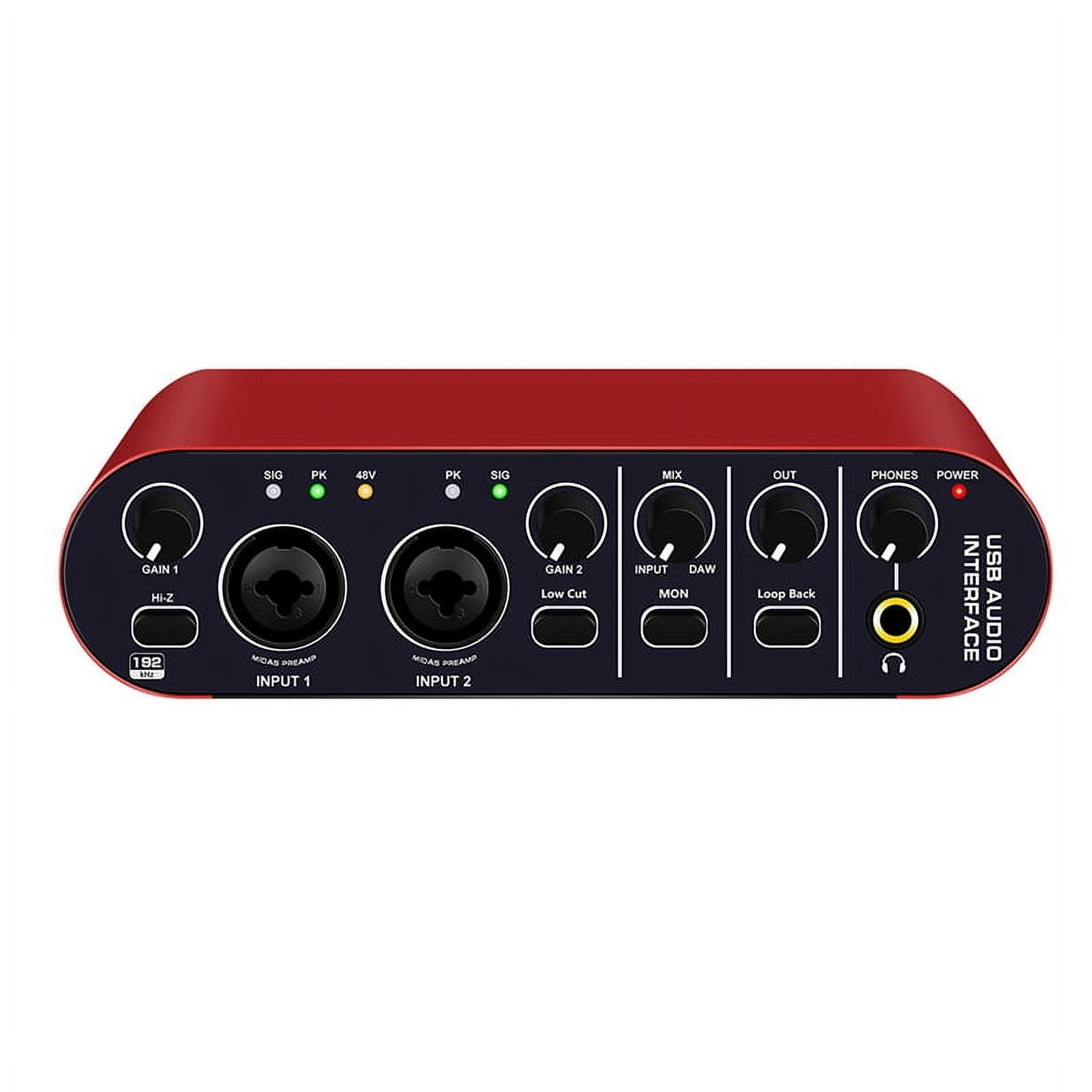 Professional 24Bit 192KHz Audio Interface 2 Input Sound Card for ...