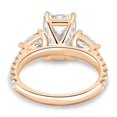 thumbnail image 6 of ESTE ORIGIN 3.00Ct Radiant Trilogy Moissanite Engagement Ring with Pear Side Stones and Pavé Band in 14K Rose Gold for Women, 6 of 8