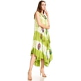 thumbnail image 4 of Sakkas Butterfly Tie Dye Tank Sheath Caftan Mid Length Dress - Green - One Size, 4 of 5
