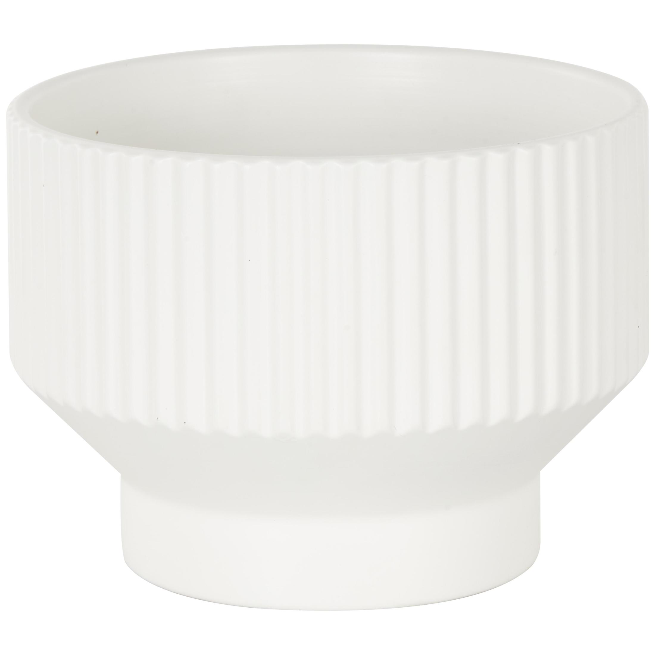 DecMode 10", 8" and 7"W Wide Fluted White Ceramic Planter with Tapered Base (3 Count)