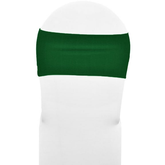 Wedding Linens Inc. (10pcs) Double Layered 7"x 13" Spandex Chair Bands Lycra Stretch Elastic Chair Band Sashes - Hunter Green/Holly Green