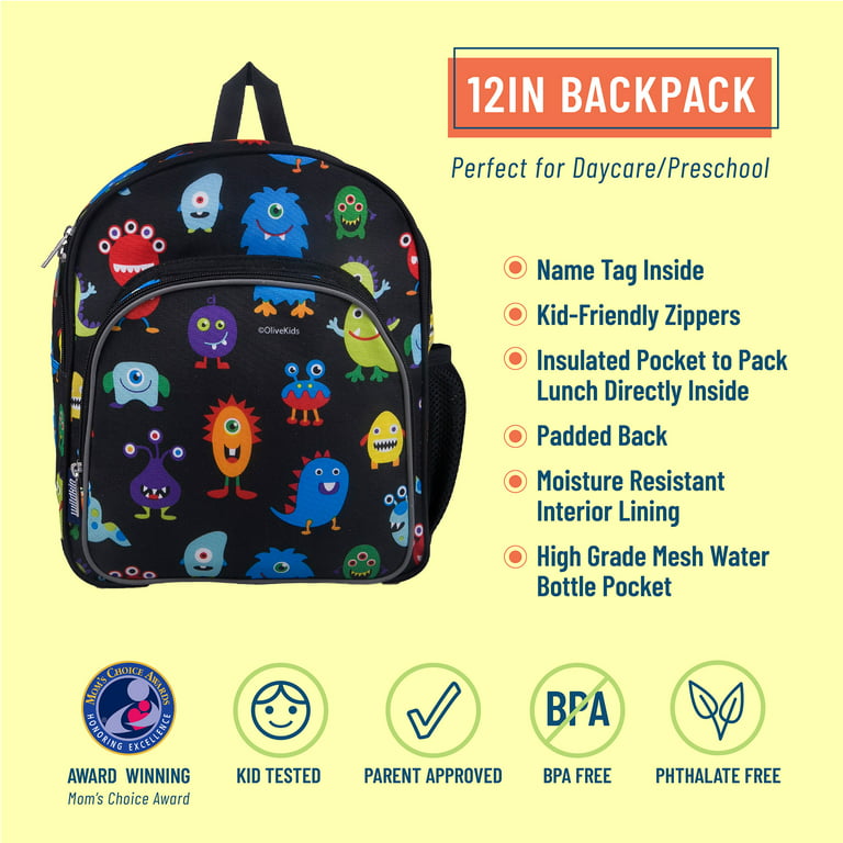 Wildk Pack 'n Snack Backpack, Olive Kids Heroes, 12