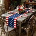 thumbnail image 4 of Cififendec Patriotic Rustic Table Runner, 72"×13", 4th of July Star & Stripes Rustic Table Scarf, Red White Blue Decor for Memorial Day, Kitchen & Farmhouse Dining Table Decor, 4 of 5