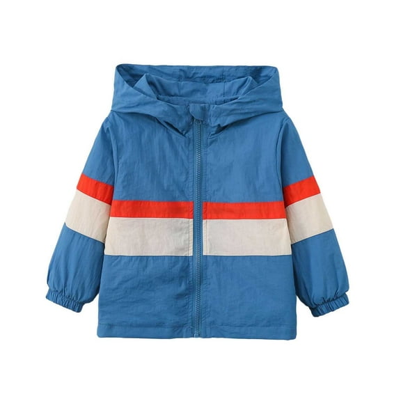 CAIVO Kids Boys Girls Patchwork Coats Hooded Jacket Toddler Windproof Zipper Outwear Long Sleeve Breathable Outerwear