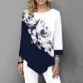 thumbnail image 1 of Moda Mujer Blusa estampada floral Tallas grandes 3/4 Mangas Irregular Dobladillo O Cuello Primavera Tomshoo  4XL, 1 of 5
