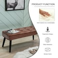 thumbnail image 5 of Foredo Waterproof PU Leather Upholstered Accent Bench, Modern Entryway Bench with Button Tufting and Solid Wood Legs, Indoor Bench for Bedroom Living Room, Brown, 5 of 7
