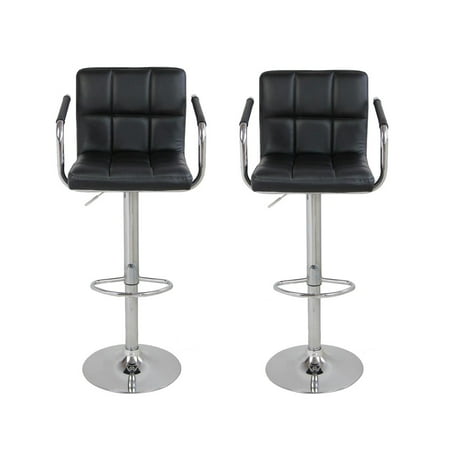 Bar Footrest Height UBesGoo Furniture Direct Black Leather Adjustable Height Swivel Barstool Set with Armrest and Footrest (Set of 2) ()