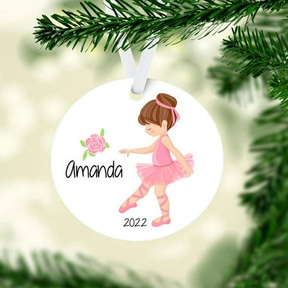 Girl Christmas Ballerina Keepsake Ballet Personalized Ceramic Ornament for Kids