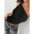 thumbnail image 2 of Womens 2025 Summer Y2K Tops Sleeveless One Shoulder Slim Fit Shirts Knit Asymmetrical Top Blouse, 2 of 6