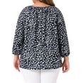 thumbnail image 4 of DARING DIVA  Women's Plus Crew Neck 3/4 Sleeve Blouse 1X Navy Blue, 4 of 6