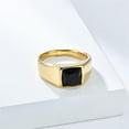 thumbnail image 2 of PAURO Square Gemstone Rings for Men Stainless Steel Gold/Silver Plated Colorful Statement Personalized Dainty Vintage Simple Jewelry Gold Black Size 9, 2 of 5