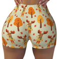 thumbnail image 2 of Lsque Autumn Maple Leaf and Deer Pattern High Waisted Biker Shorts for Women-Tummy Control Fitness Athletic Workout Running Yoga Gym Shorts,Moisture-Wicking-Small, 2 of 9