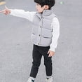 thumbnail image 7 of Toddler Boys Girls Sleeveless Collar Down Vest Fall Winter Solid Color Button Stripe Jacket, 7 of 7