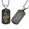 Stainless Steel Personalized Planet Tribal Dog Tag, Black