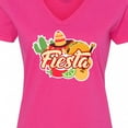 thumbnail image 4 of Inktastic Fiesta with Sombrero Taco Cactus Lime Red Pepper and Guitar in Background Women's V-Neck T-Shirt, 4 of 5