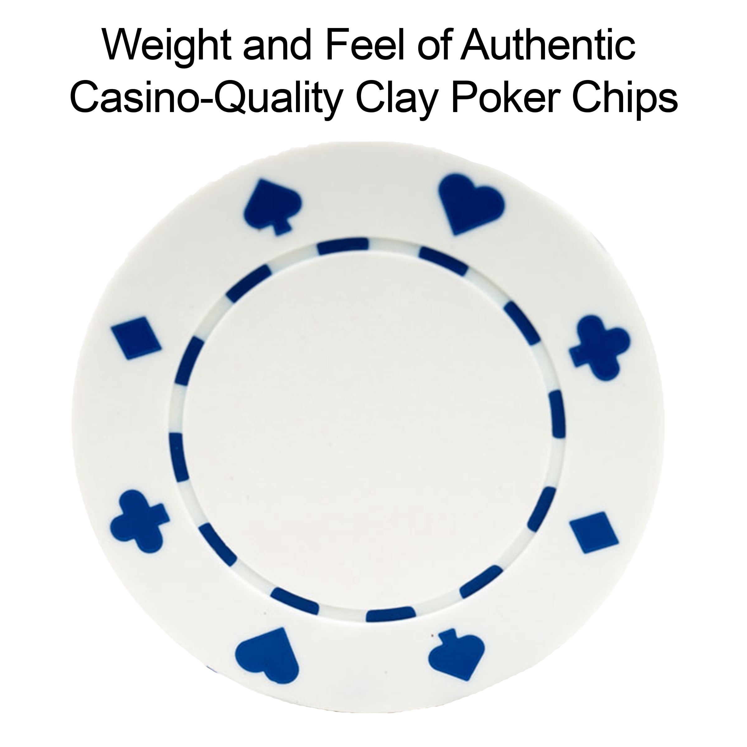 Trademark Games 100-Piece Set of 11.5g Poker Chips with Suited Design, White