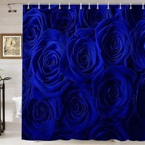 Royal Blue Rose Floral Shower Curtain, Elegant Blooming Flower Bouquet Artwork Romantic Valentine''s Day Modern Bathroom Decor for Women Waterproof Polyester Fabric Shower Curtain, 72 X 72 Inch