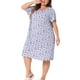 thumbnail image 2 of Agnes Orinda Camisón de Mujer Talla Grande de Manga Corta Cuello Redondo Vestido de Pijama Suave y Elástico 4X Azul Claro, 2 of 5