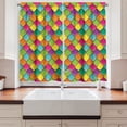 thumbnail image 2 of Ambesonne Geometric Kitchen Curtains, Vivid Colored Curves, 55"x39", Multicolor, 2 of 3