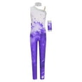 thumbnail image 3 of Mufeng Kids Girls Sequins Printed Sports Jumpsuit Sleeveless Full Length Bodysuit Dance Figure Skating Catsuit Purple 16, 3 of 6