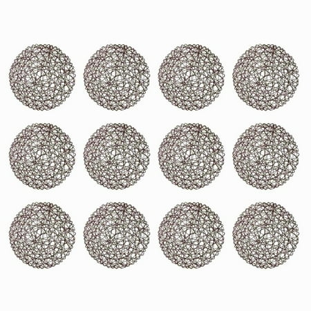 

Round Paper Fiber Woven Place Mats Decorative Braided Natural Mat Holidays Parties Decor 15 inch 12 (Coffe)