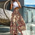 thumbnail image 2 of maxi skirts for women Casual Loose Boho Elastic Waist A-Line Beach Swing Vacation Floral Printing Long Skirt, 2 of 6