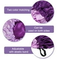 thumbnail image 3 of Qweryboo 2 Pcs Double Layer Waterproof Silk Bonnet, Adjustable Satin Hair Night Caps, Head Wraps for Women Sleeping Shower Long Hair, Curly Hair(Dark Purple, Rose Red), 3 of 7