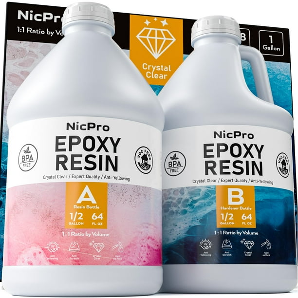 Kit de resina epoxi Nicpro 3,78 L, transparente, apto para alimentos