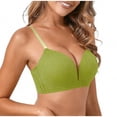 thumbnail image 2 of Xdegoge Plunge Push Up Bra for Women Wireless Ribbed Comfort Bralette with Transparent Adjustable Straps Deep V Neck Lifting Bra Flattering Everyday Support Underwear, 2 of 5
