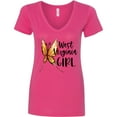 thumbnail image 3 of Inktastic West Virginia Girl Butterfly Women's V-Neck T-Shirt, 3 of 5
