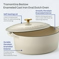thumbnail image 5 of YANGLI 7-Quart Enameled Cast Iron Oval Dutch Oven with Lid, Bestow Series Latte Color with Gold Knob, 5 of 7