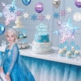 thumbnail image 4 of Frozen Birthday Party Decorations For Girls,Happy Birthday Backdrop,Banner,BlueBalloons,Table Cloth,Paper pom poms Party Supplies for Women, 4 of 7