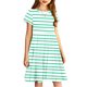 thumbnail image 5 of Odeerbi Niñas de Verano Vestido de Línea A Rayas Vestido de Columpio Vestido Elástico de Manga Corta Para Niños, 5 of 7