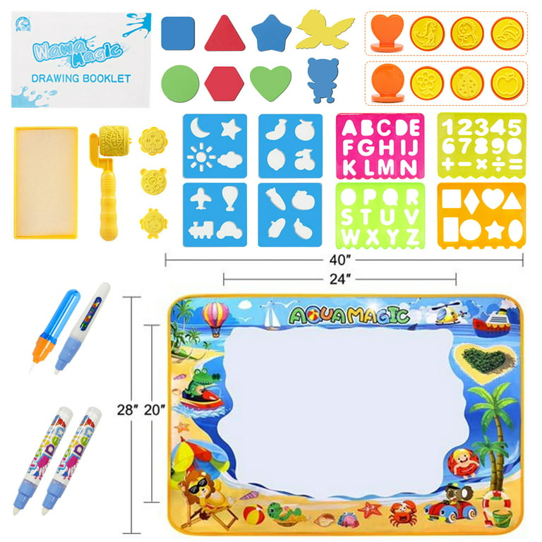 Zen Laboratory Kids Water Doodle Drawing Pad Mat Gift Toy Aqua Magic Board Set for Toddlers