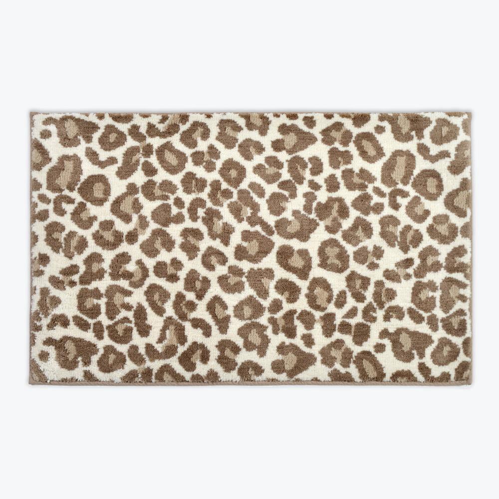 Leopard Print Bath Mat Non Slip - Super Soft & Absorbent Bathroom Rug