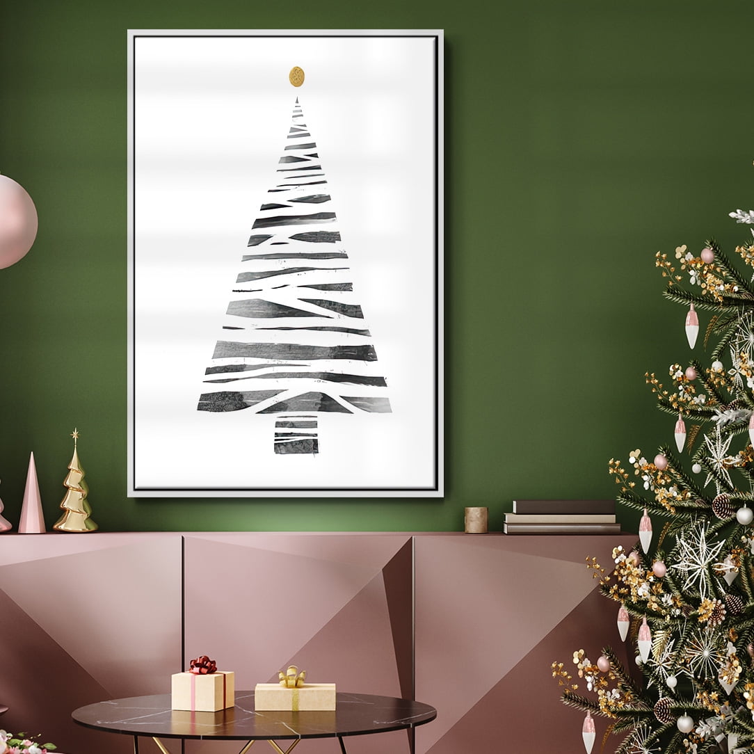 Christmas Tree I - Framed Gallery Wrapped Holiday Canvas - 27 x 41 - White Frame
