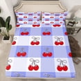 thumbnail image 2 of Homewish Cartoon Cherry Print Full Size Sheets, Princess Ribbon Bowknot Bed Sheets, Purple Patchwork Plaid Sheet Sets, Lightweight Room Decor, 4-Piece, 2 of 7