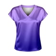 thumbnail image 4 of CONZONE Womens Summer T-Shirts Short Sleeve Satin T Shirts for Women Casual V Neck Gradient Color Lightweight Tees Soft Cozy Dailywear, 4 of 4