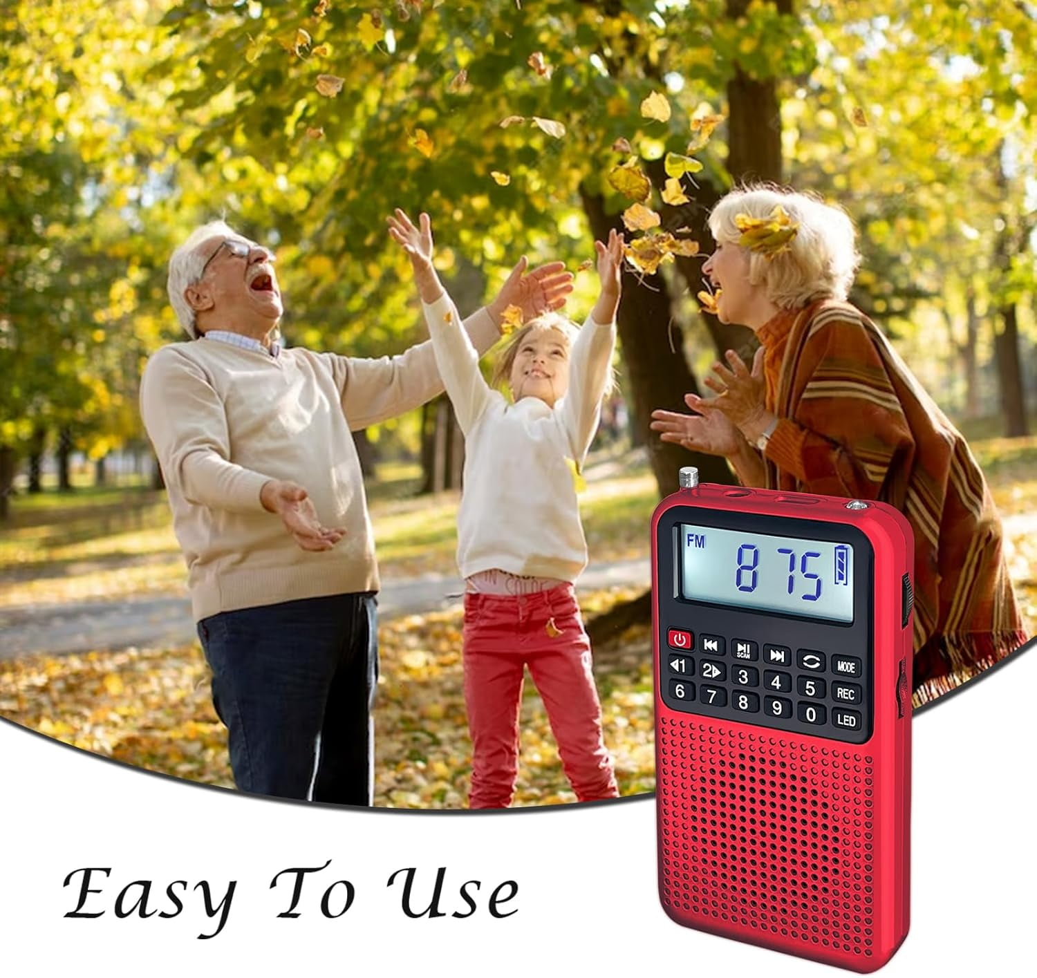 Portable AM/FM Radio with Bluetooth - Emergency Light, Flashlight, Voice Recorder, MicroSD Playback | Strong Signal, Rechargeable Battery for Home, Camping, Power Outages