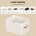 thumbnail image 5 of Riousery 2 Pack Foldable Shoe Organizer for Closet, Shoe Storage Bins with Clear Zipper Cover and Handles, Holds up to 24 Pairs, Beige, 5 of 6