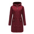 thumbnail image 3 of Aayomet Trench Coats For Women Women's Thickened Contrast Color Drawstring Down Jacket Hooded Parka Long Puffer Coat,Red L, 3 of 5